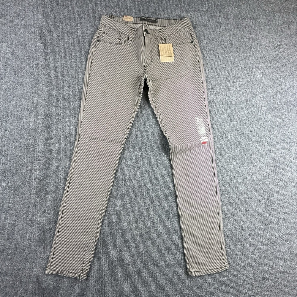 Levi's 524 Skinny Jeans Juniors 9 Gray Striped Mid Rise Stretch Pants 11507-0278